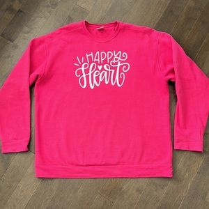 ALL SHE WROTE NOTES Happy Heart Pink Oversized Sweatshirt, Confetti Happiness